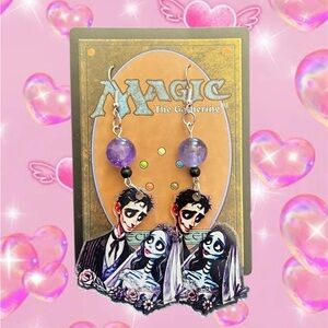 Magic Themed Earrings with Purple Beads